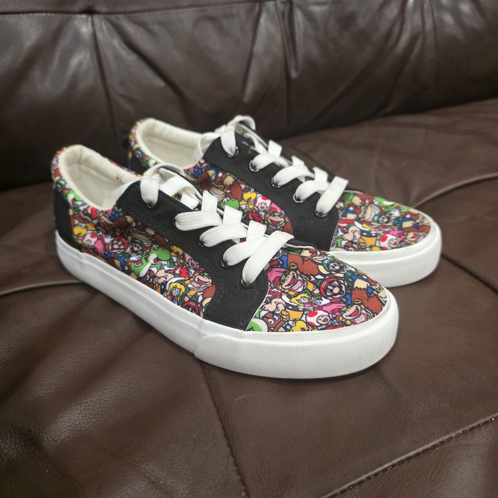 Nintendo Multicolor Cartoon-Print Kids Sneakers with Black Panels